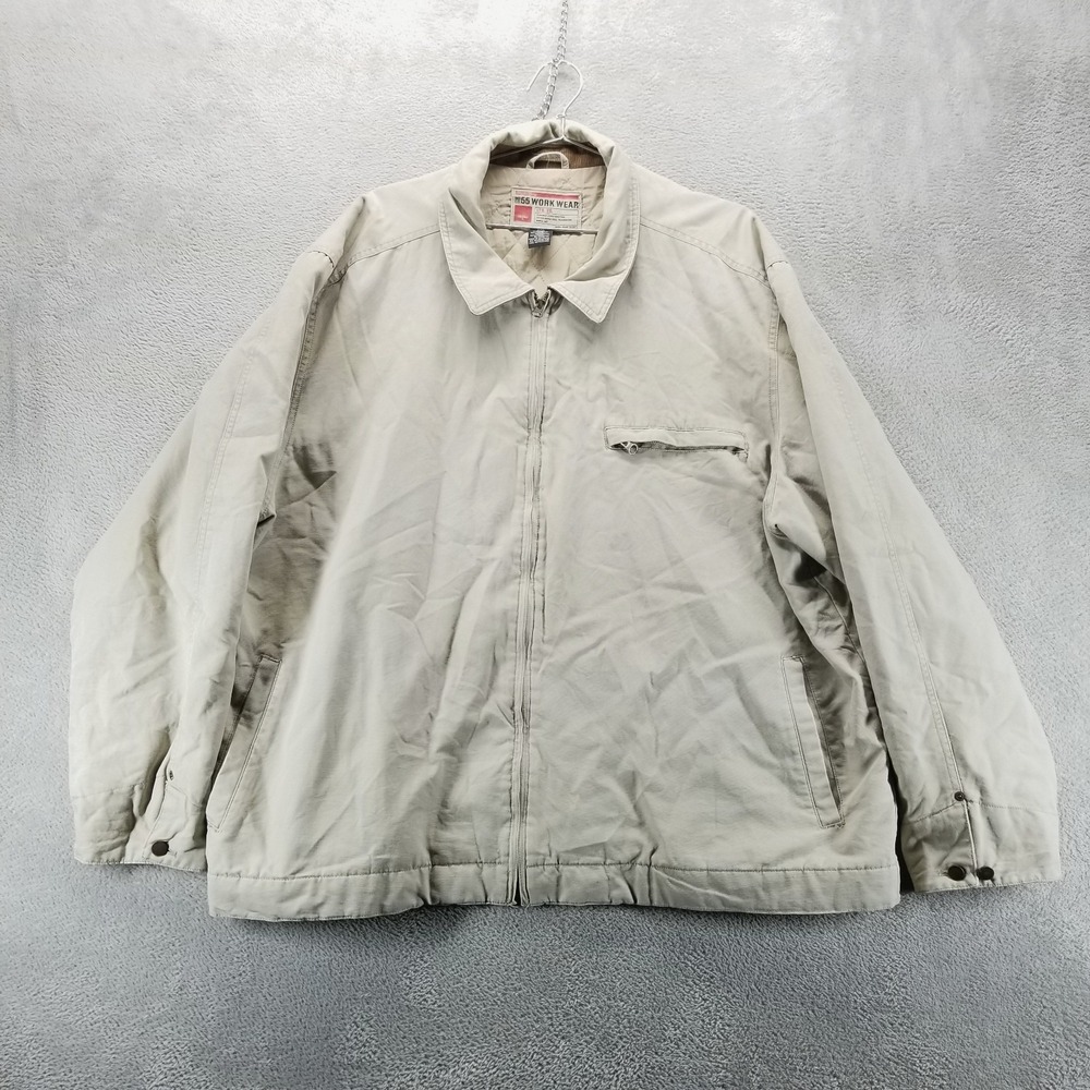 VTG Mossimo Jacket 2XL Beige Bi Swing Harrington Full Zip Detroit Style Workwear